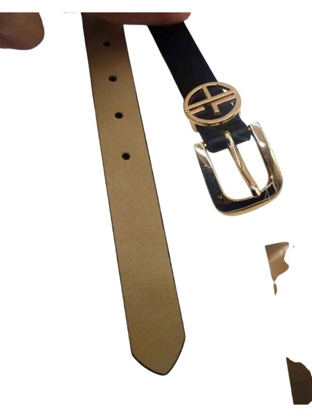 Giani Bernini Logo Keeper Belt, 1” wide, Faux-leather, Black